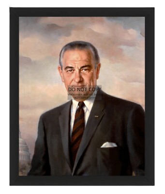 Lbj Face PRESIDENT LYNDON B. JOHNSON PRESIDENTIAL PAINTING PORTRAIT 8X10 FRAMED ...