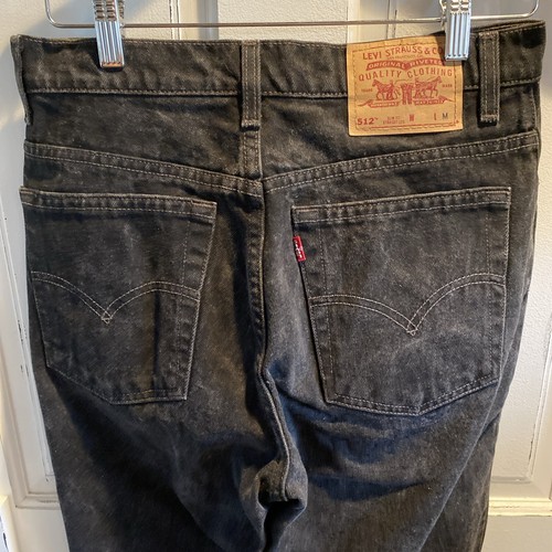 Jeans donna vintage Levi's 512 slim fit gamba conica taglia 10 30x30 nero vita alta - Foto 9 di 18