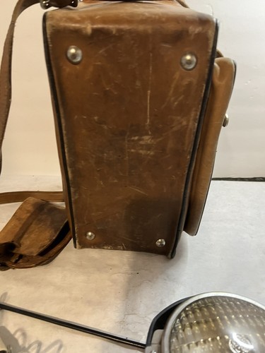 GE ACMELITE Aufsatz helle Lampe elektrisch geprüft funktioniert, Ledertasche Vintage - Bild 12 von 24