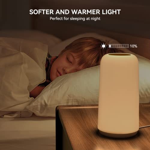 ROOTRO Touch Bedside Table Lamp Sleek Design & RGB Mode 3 Way Dimmable Night - Picture 6 of 8