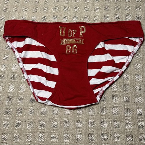 Vintage Victoria’s Secret Y2K Bikinihöschen PINK Hund Logo gestreift niedriger Bund Baumwolle S/5