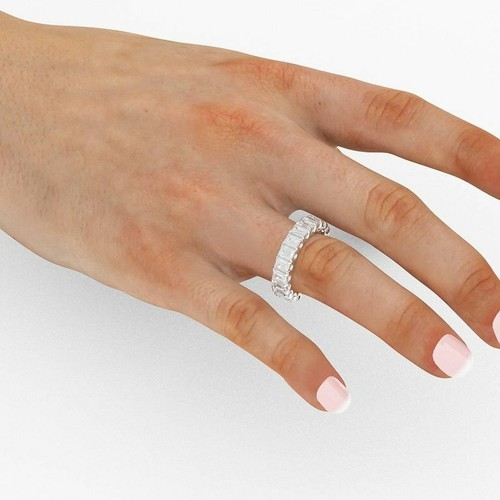 5.4ct Simulated Diamond Wedding Ring Band Full Eternity White Gold Plated - Picture 3 of 6