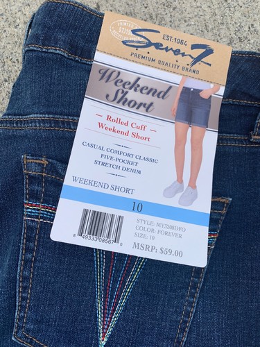 SEVEN FOR ALL MANKIND Weekend Cuffed Denim Bermuda Shorts NEW Sz 10 👗 gn6-m12 - Picture 4 of 11