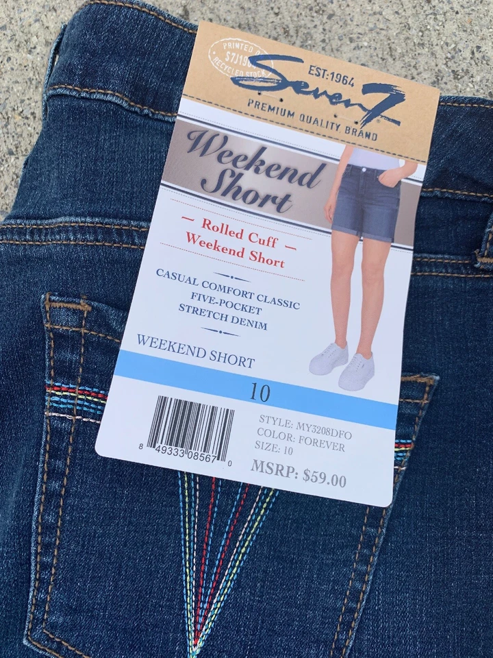 SEVEN FOR ALL MANKIND Weekend Cuffed Denim Bermuda Shorts NEW Sz 10 👗 gn6-m12