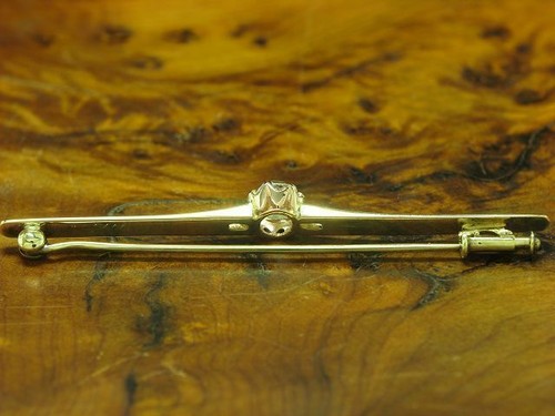14kt 585 Oro Amarillo Broche Con 0,40ct Diamante Guarnición/2,5g/54,5mm - Imagen 4 de 6