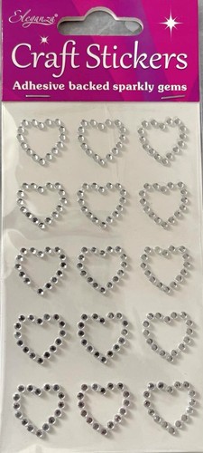Eleganza DIAMANTE OPEN HEARTS - 9 options - Adhesive backed Craft Stickers - Picture 4 of 21