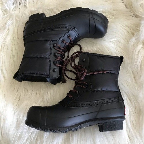 HUNTER black quilted lace-up ankle boots 6 - Picture 6 of 8