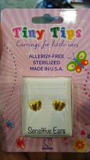STUDEX Tiny Tips Gold Plated Double Hearts Stud Earrings for Little Ears