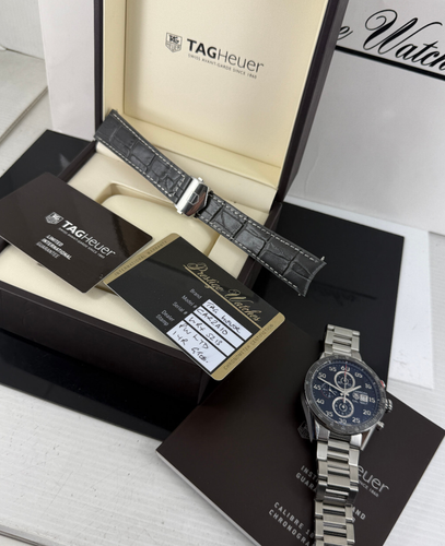 tag heuer carrera car2a10 model box papers 1 yr gtee 2016 year 2 tag strap opt - Picture 21 of 23