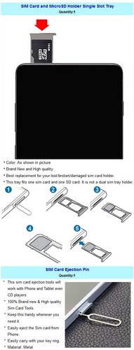 A Grade SIM and Memory Card Tray Holder + Card Pin fit ZTE Blade X Max Z983 - Picture 3 of 3