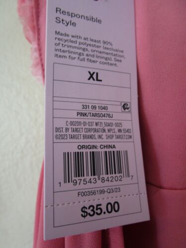 Sz XL Pink Wild Fable Women's Rosette V-Neck Mesh Maxi Slip Dress Open Back - Picture 5 of 7