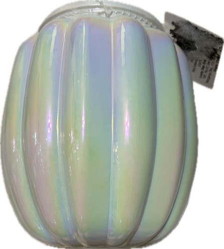 Contenitore in vetro iridescente a forma di zucca alto 5" largo 4" nuovo con etichetta - Foto 3 di 4