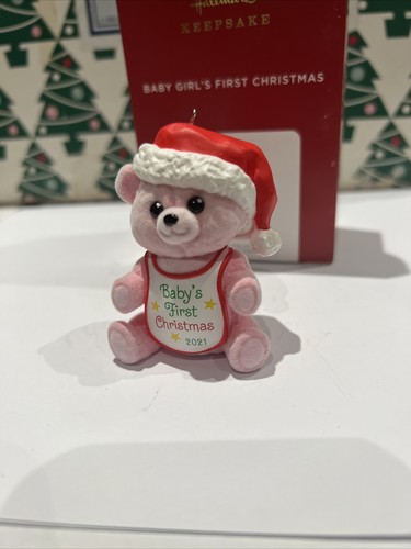 Baby Mädchen erste Weihnachten 2021 rosa Bär Punze Andenken Ornament neu im Karton * - Bild 9 von 12