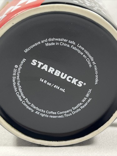 NEW 2016 STARBUCKS HOLIDAY CHRISTMAS ORNAMENT BLACK COFFEE CUP MUG 14OZ - Picture 9 of 9
