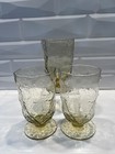 New ListingSet of 3 Seneca Driftwood Crinkle Morgantown Amber Glassware Footed Goblets