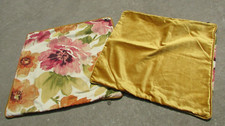  PIER 1 Set of 2 Square 20" Pillow Covers Velvet Gold Back Red Orange Floral