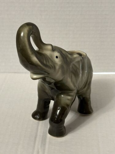 Maceta elefante esmalte verde cerámica vintage 7 pulgadas tronco buena suerte - Imagen 2 de 12