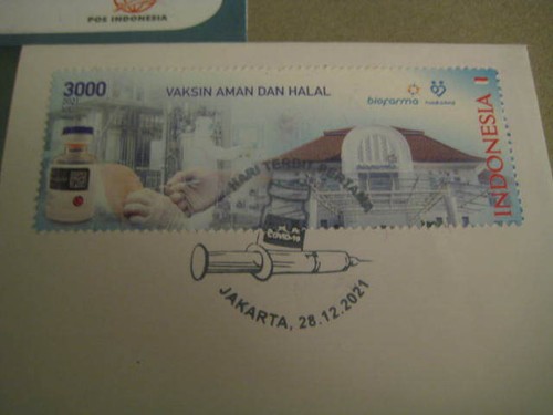 2021 Indonesien FDC auf "#VaksinAmanDanHalal" mit Informationsbroschüre - Ltd Edn - Bild 3 von 4