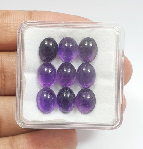 9Pcs Natural Rich Purple Oval Amethyst Cabochon AAA Quality Lot Loose Gems 9x7MM - Picture 2 of 7