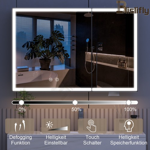 Dimmable LED Lighted Medicine Cabinet with Mirror Wall-mounted Bathroom Cabinet