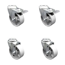 4 Inch Semi Steel Swivel Bolt Hole Caster Set with 2 Total Lock Brake SCC