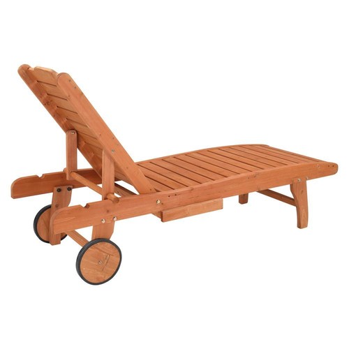 Adjustment Outdoor Modern Wooden Chair Natural Wood Lounge Chair With Wheels - Picture 2 of 12