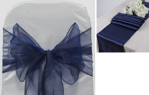 Organza Stuhl Flügel Schleife + Satin Tischläufer Hochzeit Party Dekoration - KOSTENLOSER VERSAND - Bild 23 von 34