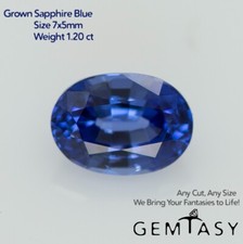 Cut stone - Sapphire Cornflower Blue Czochralski (Pulled) lab grown 7x5mm 1.20ct