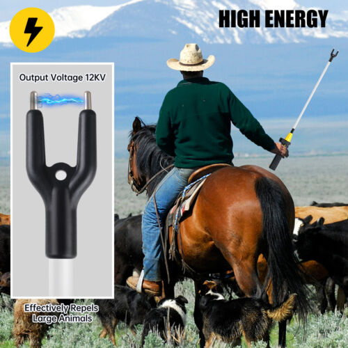 12000V Rechargeable Electric Livestock Cattle Pig Prod Handle Stock Prodder Farm - Picture 2 of 8
