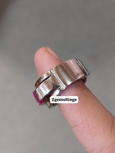 Mens Real Natural Ruby Ring Sterling Silver 925 Yaqoot Man Ring Untreated Ruby - Picture 2 of 4