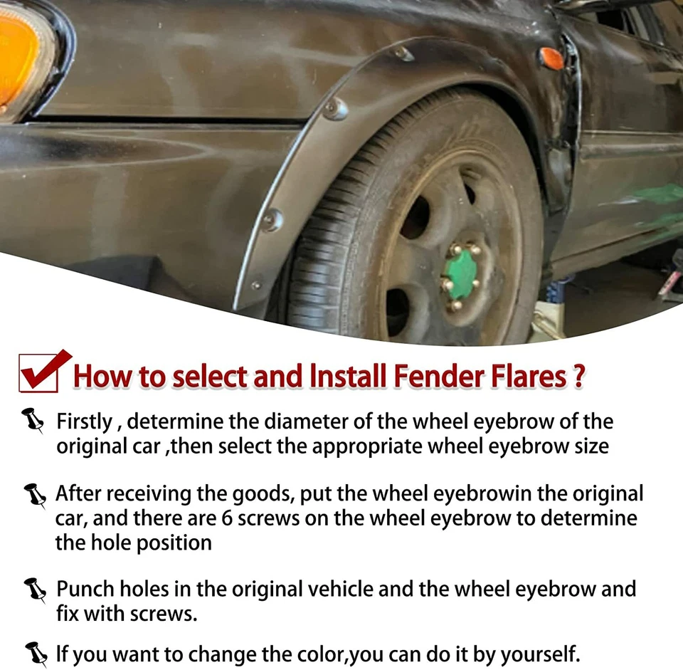 Kit de 4 piezas de arcos de rueda para guardabarros con llamaradas extra anchas para Mazda B1600 B1800 4,5"" Foto 4 de 4