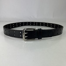 Warped Black Genuine Leather Two Prong Belt - Women's Size 28
