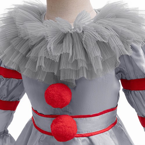 Kinder Cosplay Schausteller Kostüm Bommeln Grusel Clown Party Overall Motiv Zirkus - Bild 16 von 24