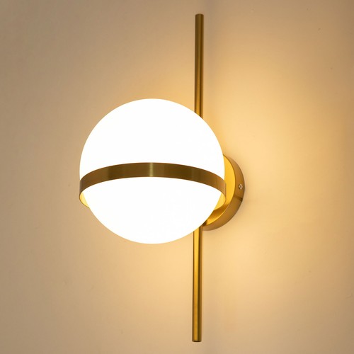Modern Gold Wall Lamp Glass Shade Wall Light E26 Lamp Holder Hallway Home Decor - Picture 5 of 15