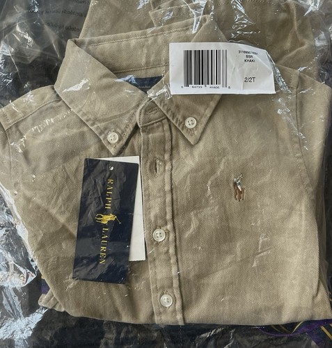 Polo Ralph Lauren Niñas Pequeñas Chino Algodón Camisa Talla 2/2T CAQUI NUEVO CON ETIQUETAS - Imagen 10 de 10