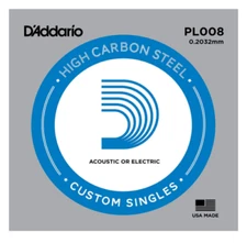 D'Addario .008 Gauge Plain Steel String for Acoustic or Electric Single String