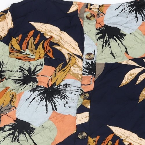 Apricot Womens Blue Floral Viscose Basic T-Shirt Size 12 V-Neck - 第 4/10 張圖片