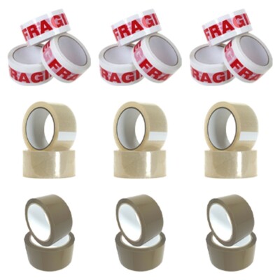 6er Pack starke zerbrechliche klare braune Verpackungsbox Karton Dichtbänder 48 mm x 66m