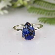 Teardrop Lapis Lazuli Stackable Ring 925 Sterling Silver Engagement Rings