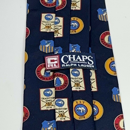 Ralph Lauren Chaps vintage navy with chaps logos L55' W3.75" - Picture 11 of 11