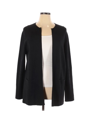 Eileen Fisher Women Black Silk Cardigan L