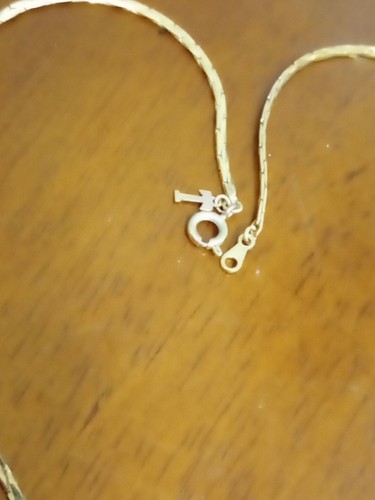 Gargantilla De Colección Trifari Tono Dorado Cadena Plana Abstracto Modernista Colgante Firmado Etiquetado - Imagen 4 de 13