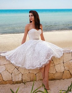 Short Lace Beach Wedding Dress Bridal Gown Custom Size 2 4 6 8 10 12