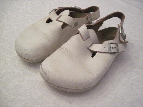 Birkenstock Clogs Weiß Leder London Schnalle Slipper EU 38 US 7