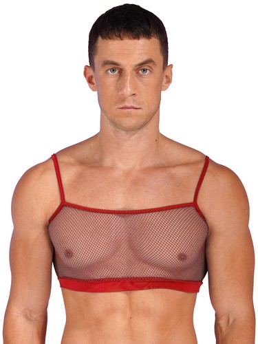 Men's Bra Tops Thin Type Vest Hollow Out Crossdressing Sissy See Through Crop - Picture 36 of 65