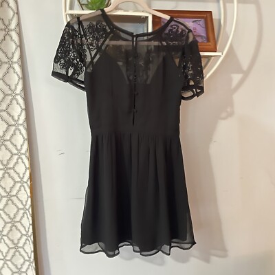Kimchi Blue Women's 6 Black Lace Short Sleeve Lined Dress | eBay
