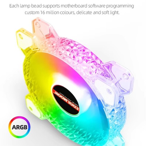 2PCS COOLMOON Computer Case Fan ARGB Async PWM Silent PC RGB Cooling Fan 120mm - Picture 11 of 19