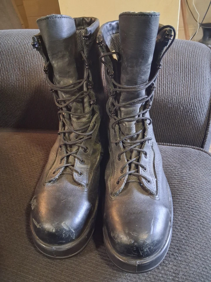 Botas Flight Deck Navy 795B pretas masculinas tamanho 10.5 R Vibram & Gore-Tex EUA - Imagem 2 de 4