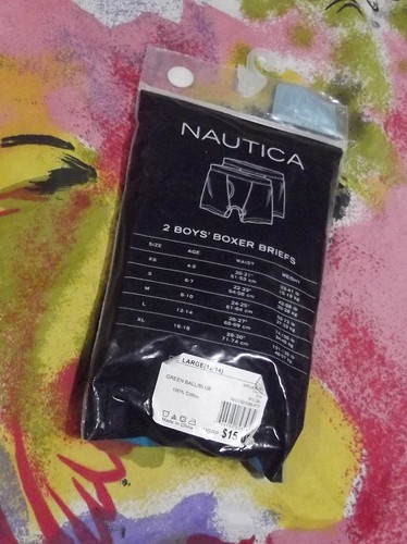 2 NEUE JUNGEN NAUTICA WPL#6734 999 SIGNATUR TAILLE BAUMWOLLE BOXERSHORTS LARGE 12-14 - Bild 2 von 2