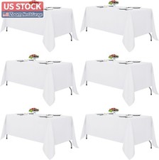US Stock Fitable White Tablecloths 70x120in 6 Pack Rectangle Washable